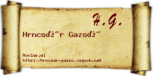 Hrncsár Gazsó névjegykártya